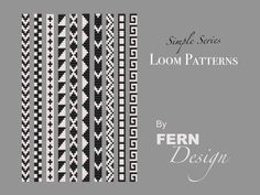 a book cover with black and white patterns on the front, and text that reads simple series loom patterns by fern design