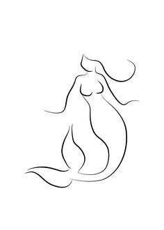 a black and white drawing of a mermaid