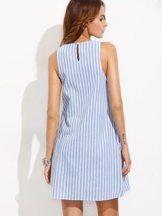 Blue and White Striped Shift Dress Sleeveless Blue Patterns, Summer Shift Dress, Striped Shift Dress, Preppy Dresses, Sleeveless Dresses, Trendy Dress, Sleeveless Shift Dress, Dress Short, Trendy Dresses