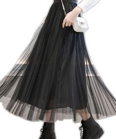 Black Tulle Skirt For Fall, Black Full-length Skirt For Fall, Full Length Black Skirt For Fall, Black Tulle Skirt For Spring, Spring Black Tulle Skirt, Black Long Skirt For Spring, Black Full Length Stretch Skirt, Black Full-length Stretch Skirt, Full Length Stretch Black Skirt