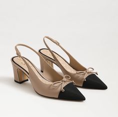 The Willette is anything-but-basic - these slingbacks stand out with a cap toe and bowtie detail. These block heels will take you from brunch to the boardroom without missing a step. Details: Heel Height: 2.5 inches Toe: Pointed Toe Material: Leather, Fabric, Synthetic Insole: Synthetic Dress Code Casual, Shoes Heels Wedges, Heels & Wedges, Slingback Heel, Women's Heels, Stylish Shoes, A Cap, Thigh High Boots, Leather Fabric