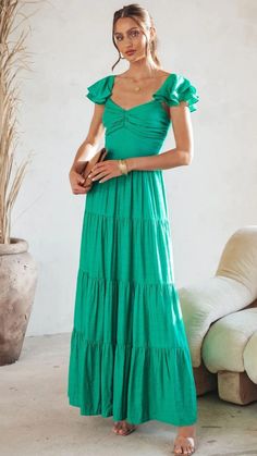 Groovy Mimi-Fun, Practical & Inspiring Products! Cotillion Dresses, Banquet Dresses, Cute Prom Dresses, Short Sleeve Maxi Dresses, Floral Print Midi Dress, Grad Dresses, Cute Summer Dresses, Maxi Dress Green, Tiered Maxi Dress