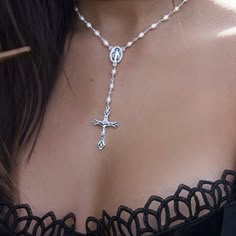 Adjustable 14"-16" pearl rosary choker. Wear it with a plunging neckline, wide leg denim, and sky high platforms! Available in gold and silver. Inner Arm Tattoo Women, Cute Rosary, Arm Tattoo Women, Rosary Tattoos, Rosary Bead Tattoo, Inner Arm Tattoo, Glow Jewelry, Pearl Rosary, Catholic Jewelry