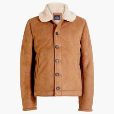 J. Crew Factory Faux Sheepskin Suede Bomber Jacket. Sold out online. Note: The jacket is cut slightly short in the body according to reviews online. Brand new with tags. Classic Winter Suede Outerwear, Classic Suede Winter Outerwear, Winter Suede Outerwear For Work, Fall Shearling Outerwear With Button Closure, Casual Shearling Outerwear With Padded Collar, Long Sleeve Shearling Outerwear For Fall, Classic Shearling Long Sleeve Outerwear, Shearling Long Sleeve Outerwear For Fall, Fall Outerwear With Faux Fur Lining And Sheepskin