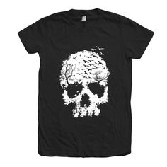 Skull Halloween Shirt, Womens Junior Shirt, Skeleton Tshirt, Skeleton Shirt, Spooky Skeleton Tshirt, Halloween Tshirt, Black Tshirt  Hand pressed in California by Couth. Fine Jersey Short Sleeve T Fine Jersey (100% Cotton) construction (Heather Grey contains 10% Polyester) THEY HAVE A JUNIOR FIT. A WOMEN'S XL IS ABOUT AN UNISEX SMALL How to order: Please Select your T-shirt's size and color at checkout from the drop down menu on the right and be sure to use size chart and color availability. Available sizes: S, M, L, XL New to Etsy? or still not sure how to order? https://www.etsy.com/help/article/339 We use water base ink and discharge base ink that gives the shirt a very soft feel. We hand screen print each shirt to ensure quality Please let us know if you have a preferred color. We cust Spooky Skull Print T-shirt For Streetwear, Spooky Black T-shirt With Skull Print, Alternative Skull Print T-shirt For Halloween, Alternative Halloween Crew Neck T-shirt, Grunge Crew Neck T-shirt With Skull Print, Black Horror Tops With Skull Print, Grunge Skull T-shirt Pre-shrunk, Grunge Skull Print T-shirt For Halloween, Spooky Skull Graphic Print Tops