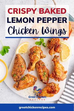 crispy baked lemon pepper chicken wings on a plate