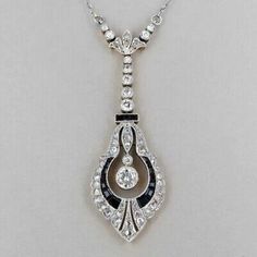 Art Deco Pendant 1 Ct Round Cut Real Moissanite 14K White Gold Plated 18" Chain  | eBay Art Deco Diamond White Necklace For Formal Occasions, Art Deco Diamond Cut Necklace For Anniversary, Art Deco Necklace With Single Cut Diamonds As Gift, Art Deco Necklace With Single Cut Diamonds For Gift, Art Deco Diamond Necklace In Diamond White, Art Deco White Gold Necklace With Brilliant Cut, Art Deco Diamond White Necklaces With Diamond Accents, Art Deco Diamond White Diamond Necklace, Art Deco Diamond White Necklace For Anniversary