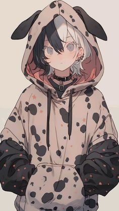 an anime character wearing a dalmatian outfit