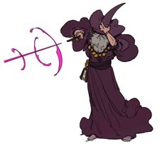 a drawing of an old wizard holding a wand and pointing to the letter q on it