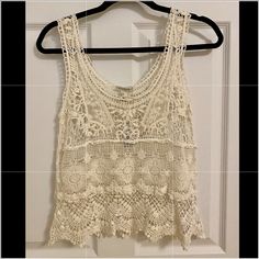 New Lace Detailed Tank Top. Perfect To Wear Over A Swimsuit. Cute To Wear At The Beach Or Poolside :) Chic White Crochet Top For Summer, Chic White Tank Top For Beach Season, Forever 21 Sleeveless Tank Top For Beach, Forever 21 Beach Tank Top For Spring, Forever 21 Tank Top For Spring Beach Occasions, Forever 21 Tank Top For Beach In Spring, Chic White Crochet Top For Festival, Cream Tank Top For Summer Beach, Cream Tank Top For Beach And Summer