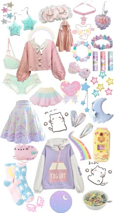 Candycore Clothes, Pastelcore Aesthetic Outfits, Baby Core Outfit, Dream Core Aesthetic Outfits, Colorful Fairycore Outfits, Dreamcore Dress, Age Re Outfits, Candycore Outfits, Childcore Aesthetic Outfit