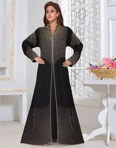 Subhanallah Party Wear Jacket Style Kaftan 👗 Buy latest Kaftan which are made up from best quality fabrics with latest styles from our large collections at https://bit.ly/3eafqPe Shop Now : https://bit.ly/3vNbL0Z Buy online @ $114.95 #kaftandresses #kaftandress #kaftanforwomen #caftanloungewear #longkaftandress #arabicattire #caftan Traditional Sequined Kaftan With Traditional Drape, Traditional Sequined Kaftan With Drape, Eid Floor-length Sequined Kaftan, Traditional Evening Kaftan Hand Embellished, Traditional Hand Embellished Evening Kaftan, Bollywood Style Embellished Maxi Length Kaftan, Bollywood Style Embellished Maxi Kaftan, Traditional Evening Kaftan With Sequins, Long Sleeve Embellished Kaftan For Festive Occasions