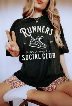 Runners Social Club Shirt Welcome to our shop! Please note the models shown in the pictures are wearing 1 or 2 sizes up, if this is your desired look, please keep sizing in mind.  All styles shown feature Comfort Colors C1717 an ultra-soft pigment dyed shirt featuring a comfy relaxed feel with 100% Cotton. Other details   .: 100% ring-spun cotton .: Heavy fabric (6.1 oz/yd² (206.8 g/m .: Relaxed fit .: Sewn-in twill label If you need any helping placing an order, please message me and I will be Casual Pre-shrunk Athletic Fit T-shirt, Casual Pre-shrunk T-shirt For Workout, Relaxed Fit Short Sleeve T-shirt For Running, Athleisure Tops With Graphic Print And Short Sleeves, Sporty Cotton T-shirt For Running, Relaxed Fit Cotton Activewear With Letter Print, Athleisure T-shirt With Graphic Print, Relaxed Fit Graphic T-shirt For Athleisure, Relaxed Fit Athleisure T-shirt With Graphic Print