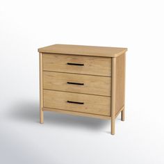 a wooden dresser with three drawers on one side and an open drawer on the other