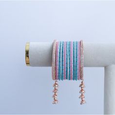 Personalize your style with customizable bangles, crafted to reflect your unique taste. Choose your colors, designs, and embellishments for a truly one-of-a-kind accessory. Blue Bangles, Bangle Ring, Oxidised Jewellery, Bridal Sets, Embellishments, Bangles, Your Style, 10 Things, Pink