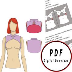 the paper doll is showing how to make it's own top and skirt pattern