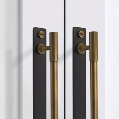 an image of two handles on the door knobs that are black and gold in color