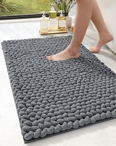 PRICES MAY VARY. Soft and Plush: DEXI bath mats for bathroom floor features high-quality chenille that offers a sumptuously soft and luxurious feeling underfoot. The twist weaving design and high pile of bathmat enhances its plushness, providing a comfortable and cozy experience. Exceptionally Absorbent and Quick Dry: Designed for maximum practicality, this absorbent bathroom mat’s fiber features advanced absorbent technology, efficiently absorbs water to keep your floors dry and your feet comfo Round Rug Bathroom, Neutral Bathroom Rug, Renter Friendly Bathroom Shelves, Bathroom Home Decor, Modern Bathroom Rug Ideas, Farmhouse Bathroom Rugs Ideas, Master Bath Rug Ideas, Bath Mat Aesthetic, Bathroom Mats & Rugs