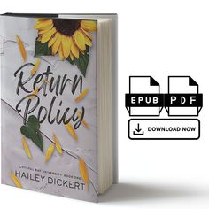 a book with the title return policy written in black on it and an image of a sunflower