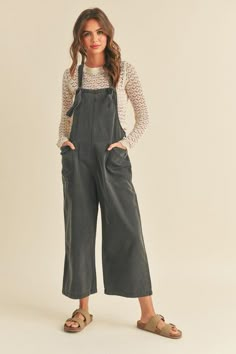 Our Camarillo Tencel Washed Jumpsuit is the perfect blend of comfort and style. Featuring overalls style, tie straps, and a wide leg relaxed fit, this jumpsuit will be your wardrobe staple all season long. Whether you're out for the night or embracing all the Fall weekend activities, you can guarantee complete comfort and effortless style. Fits true to size 70% TENCEL 30% RAYON Fall Weekend Activities, Overalls Style, Overalls Fashion, Long Sleeve Striped Top, Business Casual Outfits, Style Me Pretty, Passion For Fashion, Autumn Winter Fashion, Effortless Style