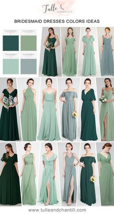 Whether you're planning a garden wedding, beach celebration, or a romantic outdoor affair, our green dresses will create a captivating and timeless look for your bridesmaids. Explore our collection today and let the refreshing charm of green bring your bridal party to life! Backyard Wedding Bridesmaid Dresses, Green Bridesmaid Dresses Spring, Mismatched Green Bridesmaid Dresses, Pastel Green Dress, Hunter Green Wedding, Olive Green Bridesmaid Dresses, Sage Green Bridesmaid, Green Dress Outfit, Blue Green Dress