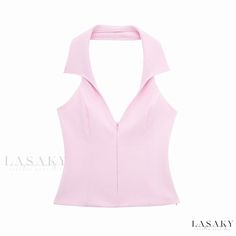 Lasaky - Stylish Backless Shirt with Halter Neckline - Collection for Women Shorts Rosa, Backless Shirt, Sewing Shorts, Hot Halloween Outfits, Simple Tank Tops, Short Pollera, Straight Clothes, Halter Tank Top, Short Shirt