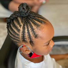 Small Feed In Braids Ponytail, 6 Box Braids, Braids With Box Braids, Two Feed In Braids, 6 Feed In Braids, Small Feed In Braids, Kids Cornrows, Braids Two, Kids Cornrow Hairstyles