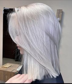 White Silver Blonde Hair, Hair Color Platinum Silver, Silver Medium Hair, Ice Blonde Hair Short, Grey Platinum Blonde Hair, Platinum Gray Hair Silver White Blonde, Silvery White Hair, Platinum White Hair Silver Icy Blonde, Platinum Blonde Hair Grey