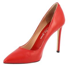 Elegant high heel pumps for women

 Red brushed leather



 Heel height: 10cm





 Leather sole



 Handcrafted



 Made in Italy



 Composition:

 Upper: 100% Leather
 Bottom: 100% Leather
 Lining: 100% Leather
 Insole: 100% Leather Red Sleek Heels With Sculpted Heel, Sleek Red Heels With Sculpted Heel, Sleek Red Leather Heels, Elegant High Heel Court Shoes With Red Sole, Elegant Fitted Red Court Shoes, Chic Court Shoes With Red Sole, Elegant Red Pointed Toe Court Shoes, Red Sleek Heels For Evening, Sleek Red Heels For Evening