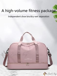 Bird in Bag - Multi-Functional Portable Shoulder Bag with Shoe Compartment and Wet/Dry Separation for Business, Vacation, Outdoor, Functional Portable Pink Bag, Functional Pink Portable Bag, Pink Large Capacity Multifunctional Bag, Large Capacity Multifunctional Pink Bag, Multifunctional Large Capacity Pink Shoulder Bag, Multifunctional Large Capacity Pink Bag, Practical Pink Shoulder Bag For Daily Use, Practical Pink Shoulder Bag For Everyday Use, Pink Gym Bag With Removable Pouch