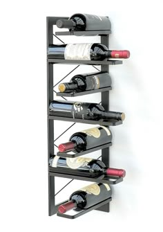 the wine rack is holding several bottles of wine