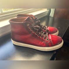 These Are In Really Great Condition. I Only Wore Them A Handful Of Times. He’s A Hard To Find . Men’s Size 8.5 Classic Leather High-top Sneakers With Red Sole, Red Leather Mid-top Custom Sneakers, Hightop Sneakers, Burgundy Color, Loafer Shoes, Men's Shoes, Loafers, Slip On, Man Shop