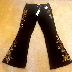 Size 32 Short Nwt Driftwood Free People Cordoruy Flare Pant With Beautiful Embroidery. New. Never Worn. Fall Straight Leg Bottoms With Floral Embroidery, Embroidered Cotton Bottoms For Fall, Straight Leg Pants With Floral Embroidery For Fall, Fall Floral Embroidered Straight Leg Pants, Fall Floral Embroidery Straight Leg Pants, Fall Floral Embroidered Wide Leg Jeans, Fall Cotton Pants With Floral Embroidery, Wide Leg Pants With Floral Embroidery For Fall, Fall Floral Embroidery Wide Leg Pants