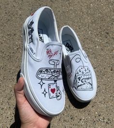 custom hand painted vans inspired by Zach Bryan Zach Bryan Shoes, Diy White Vans Design, Western Painted Shoes, Punchy Vans, Western Painted Vans, Western Vans, Painted Vans Slip On, Western Drawing Ideas, Diy Vans