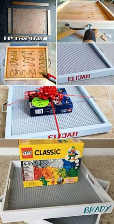 the instructions for how to build a diy lego table from an old dresser door