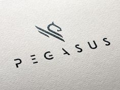 the logo for pegasus is shown on top of a piece of white paper