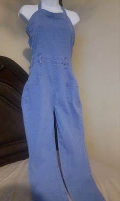 Really Super Cute Brand New Blue Jean Jumpsuit Size Xl Blue Full-length Denim Jumpsuit For Summer, Blue Straight Leg Jumpsuits And Rompers With Pockets, Blue Straight Leg Jumpsuit With Pockets, Casual Blue Full-length Jumpsuits And Rompers, Casual Blue Full-length Overalls, Casual Full Length Blue Overalls, Blue Stretch Denim Overall Jumpsuit, Blue Stretch Denim Jumpsuit, Blue High Rise Casual Jumpsuits And Rompers