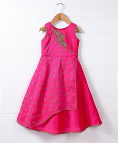 Let your little girl be ready for the next special occasion with this sleeveless ethnic gown. Made from soft fabric, this outfit features floral embroidery. Round neck ensures easy and fuss free dressing. SIZING TIP : * Please review the size chart for each outfit before making your size selection. more specifically look at the chest and length * If your child currently wears different sizes for top and bottom, please go with the smaller size of the two while picking the outfit FABRIC: Synthetic WHAT'S INCLUDED: One Piece Dress CARE: Dry Clean Only Indo Western Dress For Girls, Diwali Dress, Indo Western Outfit, Western Dresses For Girl, Diwali Dresses, Western Gown, Indo Western Gown, Gown Pink, Ethnic Gown