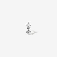 Say hello to your new stud. Bell's timeless stud design is fresh and flirty with lab diamonds and claw setting. A versatile staple for any ensemble, this flat back design ensures comfortable wear 24/7, even in bed. Created for you in solid 14 karat white gold, you'll want to wear this fine earring always, even when working out or in the shower. Elegant White Gold Single Earring Piercing, Classic White Gold Internally Threaded Cartilage Earrings, White Gold Diamond Single Cartilage Earring, Minimalist White Gold Cubic Zirconia Cartilage Earrings, Minimalist Round Cut Diamond Piercings, Minimalist Silver Piercings With Diamond Accents, Classic White Gold Single Earring Piercing, Elegant Internally Threaded Cartilage Earrings With Cubic Zirconia, Classic Diamond Cartilage Earrings With Prong Setting