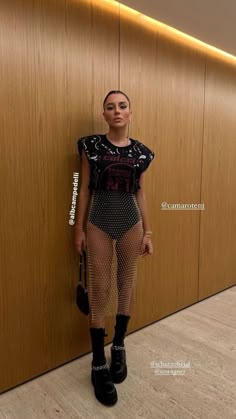 Flare Pants Going Out Outfit, Graphic Tee Festival Outfit, Rhinestone Fishnet Dress Outfit, Concert Outfit Celebrities, Sparkle Bodysuit Outfit, Part Outfits Night, Rock En Español Outfit, 2023 Nye Outfits, Club Space Miami Outfit