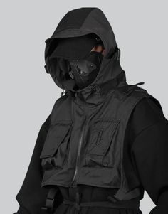 Black Tactical Hoodie Techwear Ninja, Tactical Hoodie, Techwear Hoodie, Techwear Cyberpunk, Techwear Outfits, Technical Clothing, Futuristic Style, Tactical Clothing, Chinese Traditional