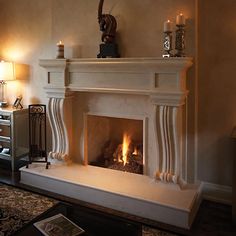 Shown in Sahara Veined Finish Cast Stone Mantel, Stone Mantle, Cast Stone Fireplace, Tv Over Fireplace, Stone Fireplace Mantel, Stone Fireplace Surround, Classic Fireplace, Stone Mantel, Fireplace Mantel Shelf