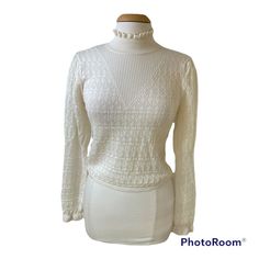 Zara Womens Ivory Long Puffed Sleeve Mock Neck Pullover Sweater Size Large Brand: Zara Department: Women Color: Ivory Size: L Type: Sweater Style: Pullover Feature: Comfort Easy Care Closure: Pullover Pattern: Abstract Theme: Classic Occasion: Casual Season: Fall Winter Condition: New With Tags White Puff Sleeve Tops For Winter, White Feminine Sweater For Fall, Elegant Winter White Tops For Fall, White Feminine Winter Sweater, White High Neck Sweater For Spring, Off White Textured Knit Long Sleeve Tops, Elegant White Long Sleeve Sweater, White Feminine Sweater For Layering, Feminine White Sweater For Layering