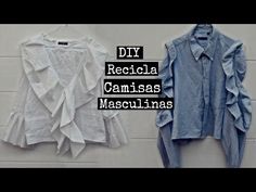 two shirts hanging up against a wall with the words diy recicla camiseas mascuinas