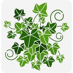 green leaves and swirls on a white background