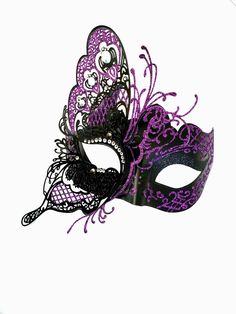 "This gorgeous laser-cut Venetian mask is stunning and has a very detailed filigree pattern adorned with pearls and rhinestones. S H I P P I N G - Last minute Masquerade Mask shopping? Processed same day or within 24 hours. 1-2 day guaranteed delivery services offered, add items to cart and click on shipping tab for rates. Pls leave a check out note with your need date & contact number (especially for expedited and custom orders) Msg for delivery time frames (Include your state/country). I N C L Purple Masquerade Mask, Purple Masquerade, Prom Masquerade, Venetian Ball, Masquerade Party Mask, Elegant Mask, Mask Masquerade Ball, Masquerade Mask Women, Elegant Face Mask