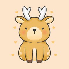 a cartoon deer with antlers on its head and hearts around it's eyes