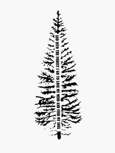 a black and white drawing of a pine tree