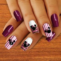 Mouse Nails, Minnie Mouse Nails, Mickey Nails, Nail Pics, Sns Nails, Summer Nail Art, Disney Nails, Mickey And Minnie Mouse, Nail Art Summer