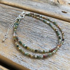 Fancy Jasper Beaded Double Strand Anklet or Bracelet Tiny | Etsy Bohemian Green Anklets With Tiny Beads, Bohemian Beaded Chain Anklets, Bohemian Beaded Chain Anklets For Festivals, Bohemian Multicolor Beaded Chain Anklets, Earth Tone Jewelry, Bracelets Hippie, Hippie Bracelet, Fancy Jasper, Earthy Jewelry